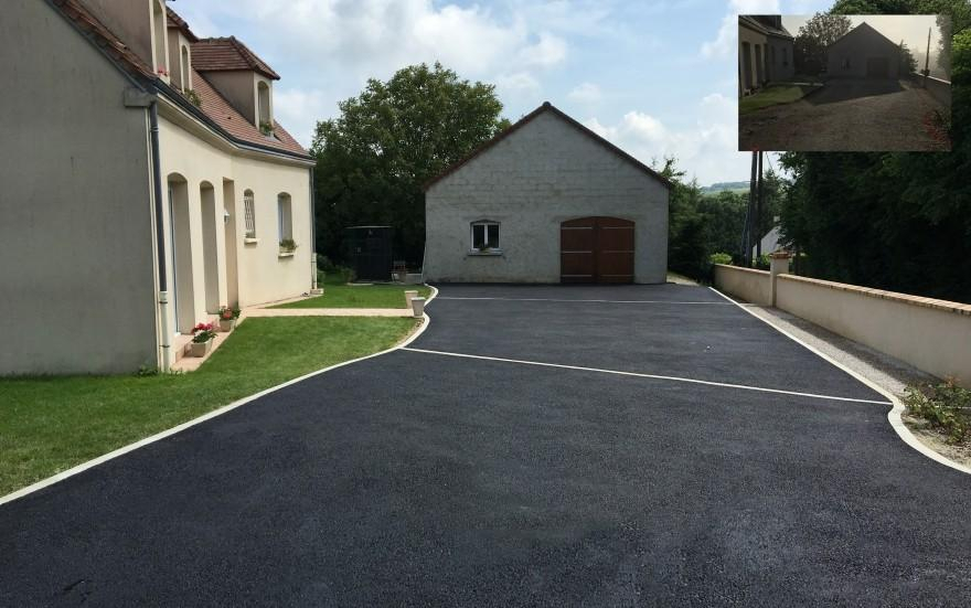Ralisation Alle de garage en enrob noir  chaud  Souanc-au-Perche conue le 01/05/2025