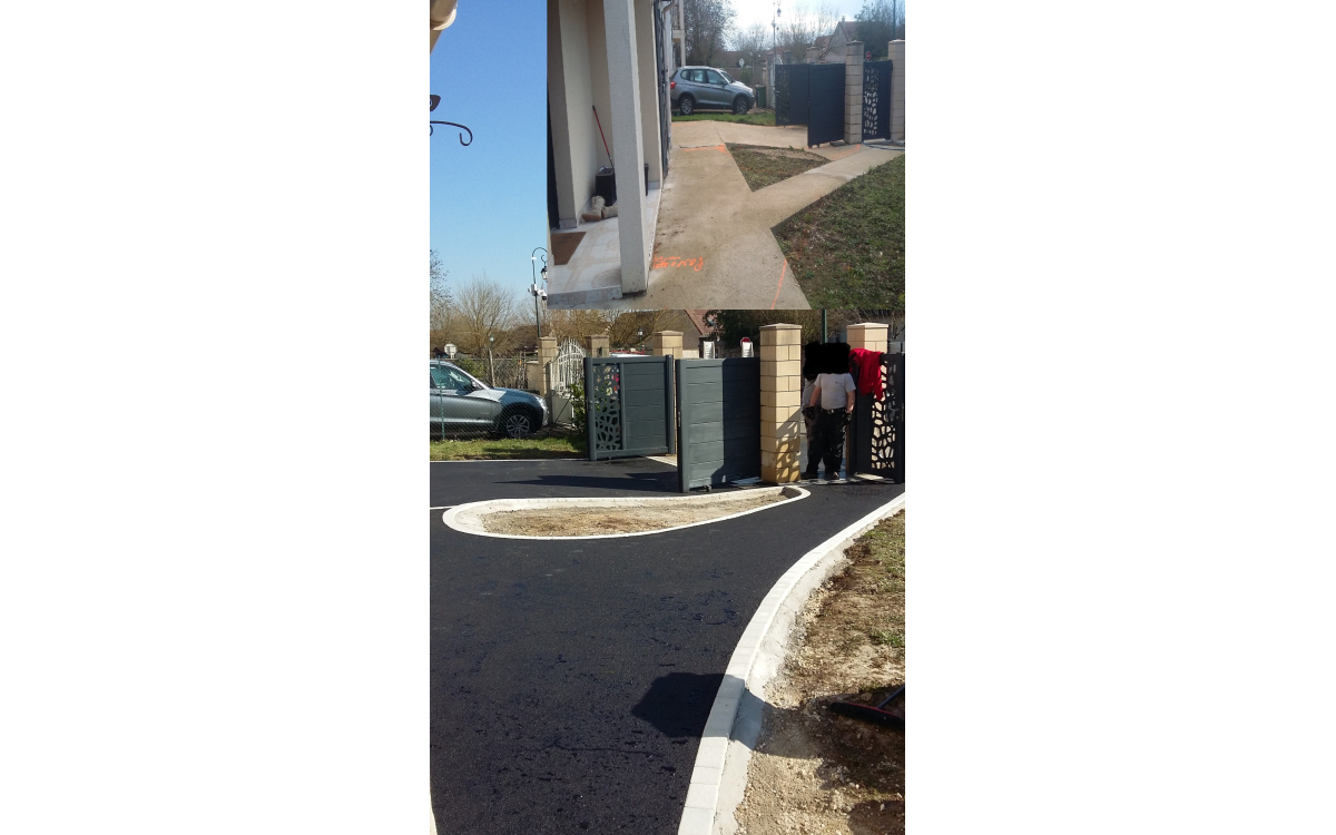 Ralisation Alle pitonne en enrob  chaud, grs crame, pavage dallage, Pav la couture et terrasse sur plots  echarcon conue le 21/12/2018
