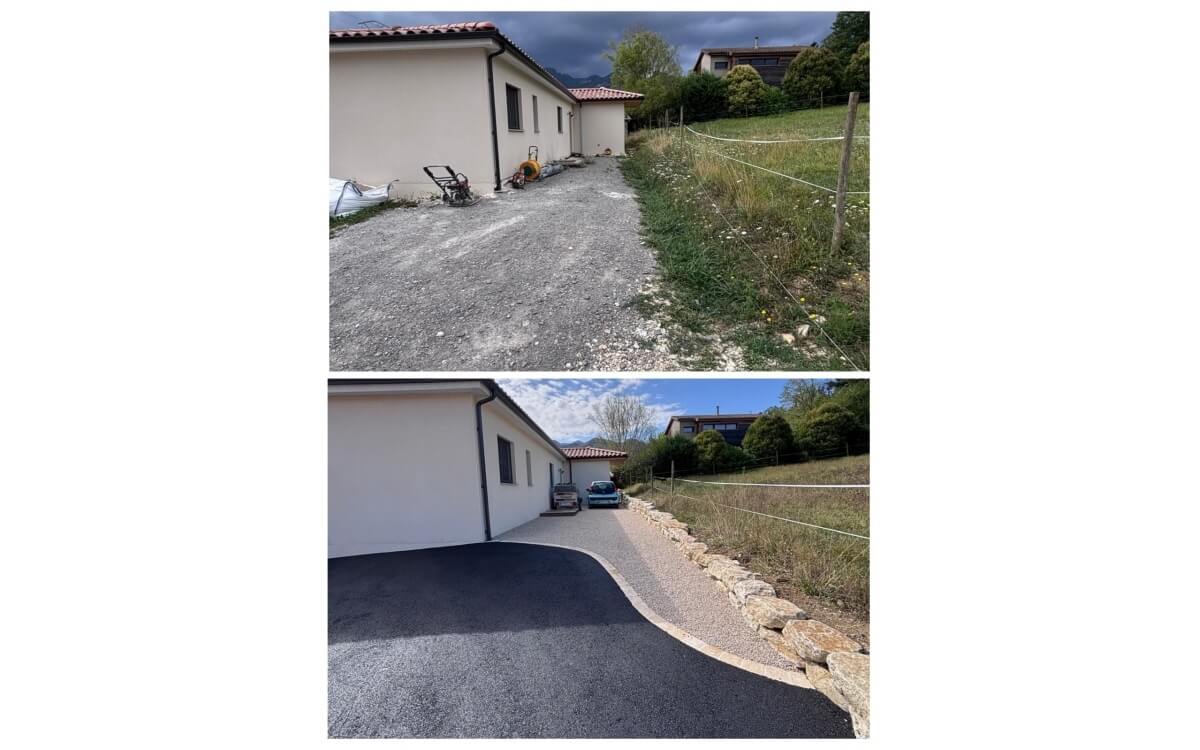 Ralisation Cour en Alvostar et enrob  chaud - Drme