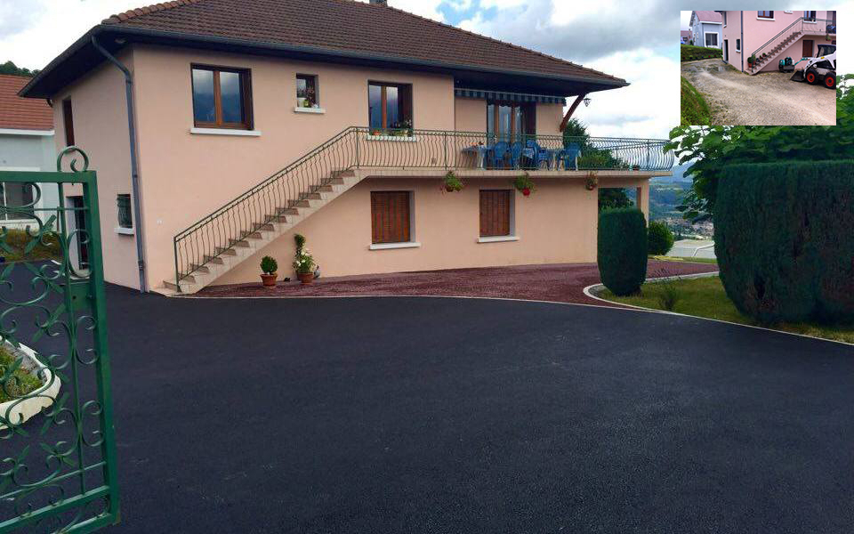 Ralisation Cour en enrob noir  chaud  Tullins conue le 23/04/2019