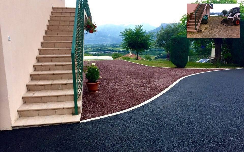 Cration Cour bicolore en Gravistar enrob noir  chaud  Tullins conue le 01/04/2019