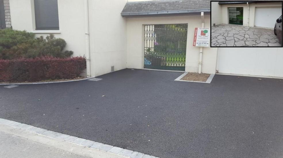 Ralisation Cour en enrob noir  chaud  Mons-en-Baroeul conue le 01/05/2025
