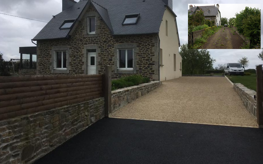 Conception Cour en Gravistar� et enrob� � chaud � La roche Derrien cr��e le 04/05/2018