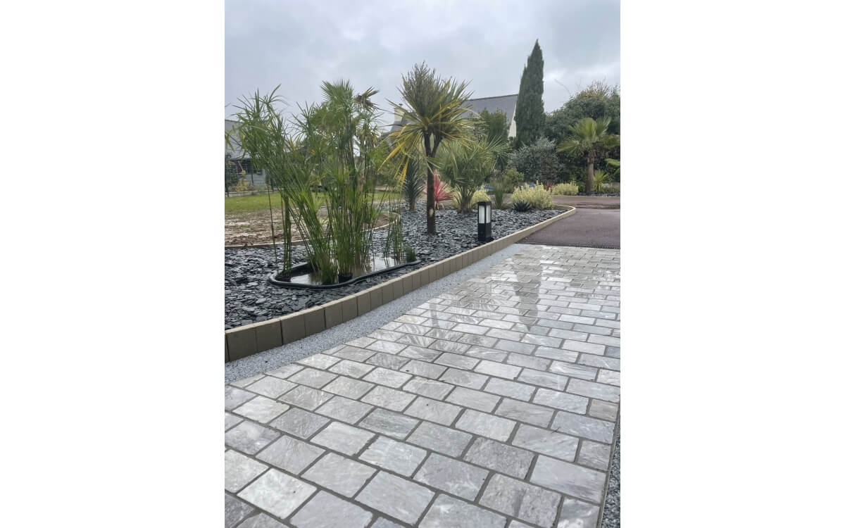 Ralisation Entre de maison en pavage et Hydrostar Gris Perle - Ctes d'armor