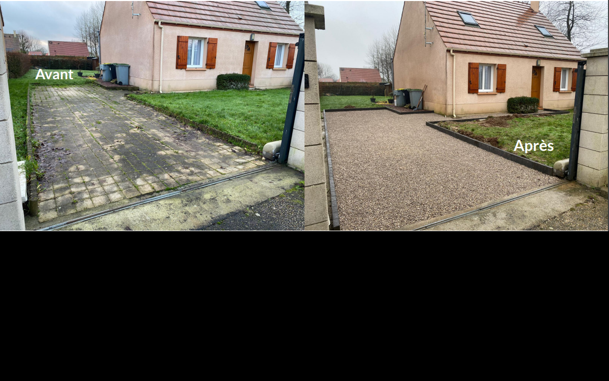 Cr�ation Entr�e de maison en Alv�ostar� et bordures haute couture � Fienvillers