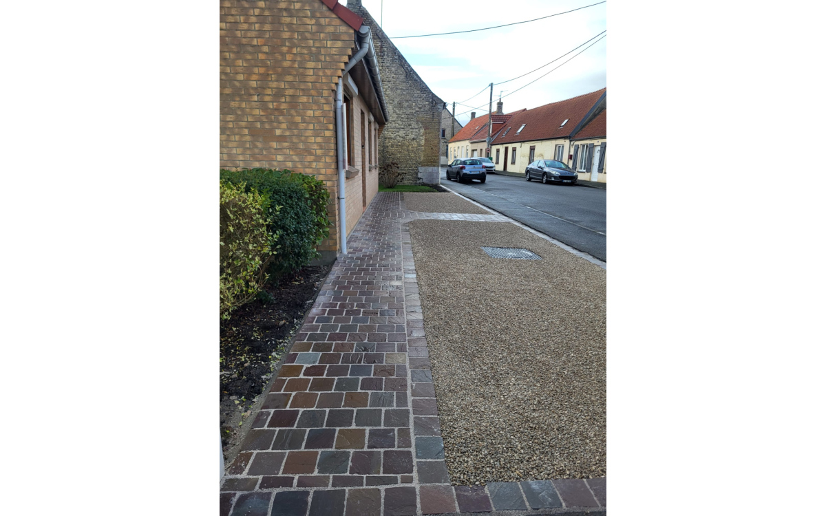 R�alisation Entr�e de maison en Alv�ostar� et dallage  pavage � STEENE cr��e le 19/01/2026