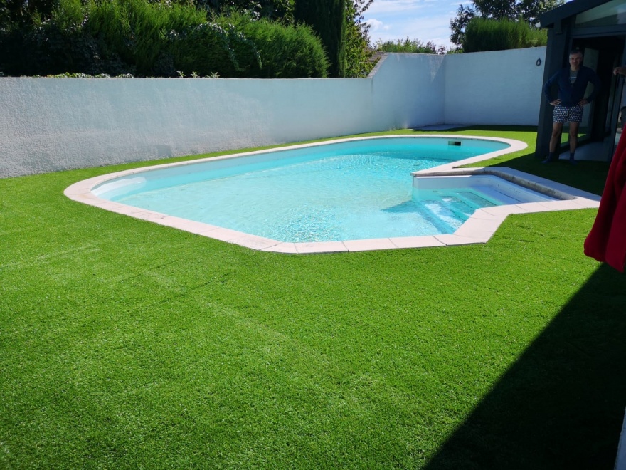 Cration Plage de piscine en Dm green  CAUX ralise le 23/09/2021