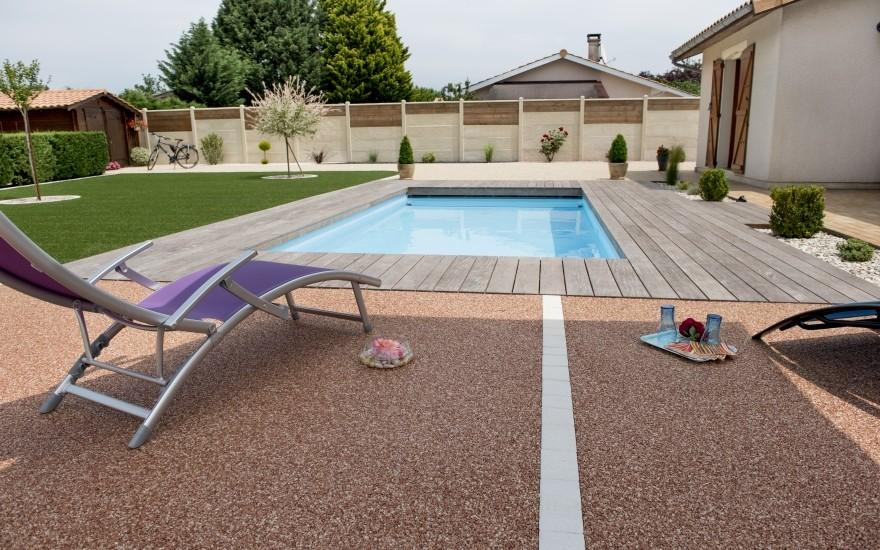 Cration Plage de piscine en Hydrostar et DM Green  Audenge