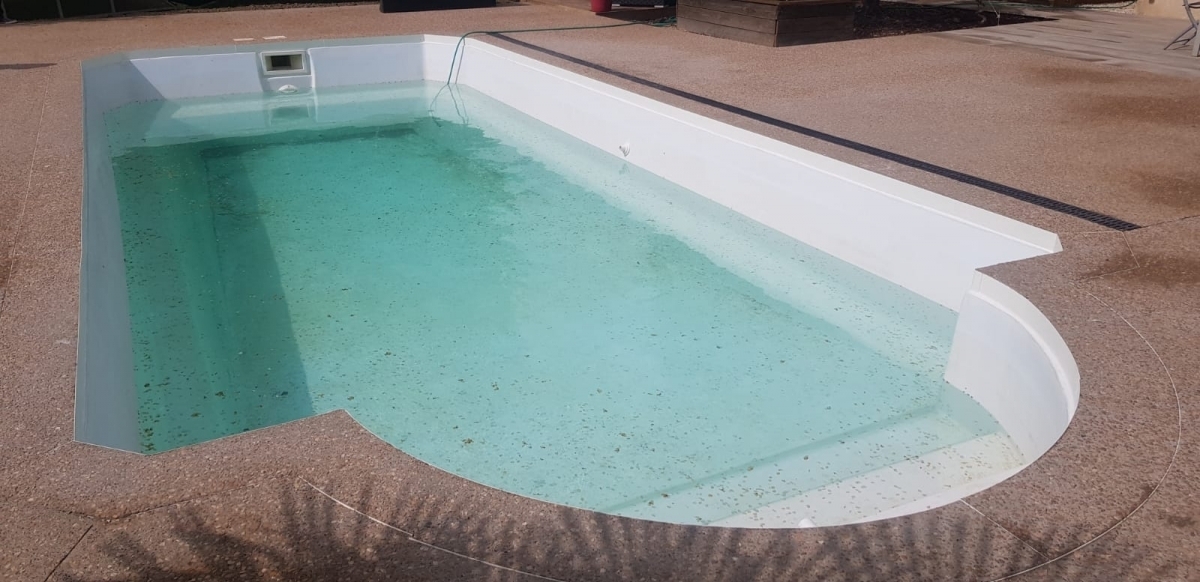Ralisation Plage de piscine en bton decoratif  Cessieu cre le 20/04/2024