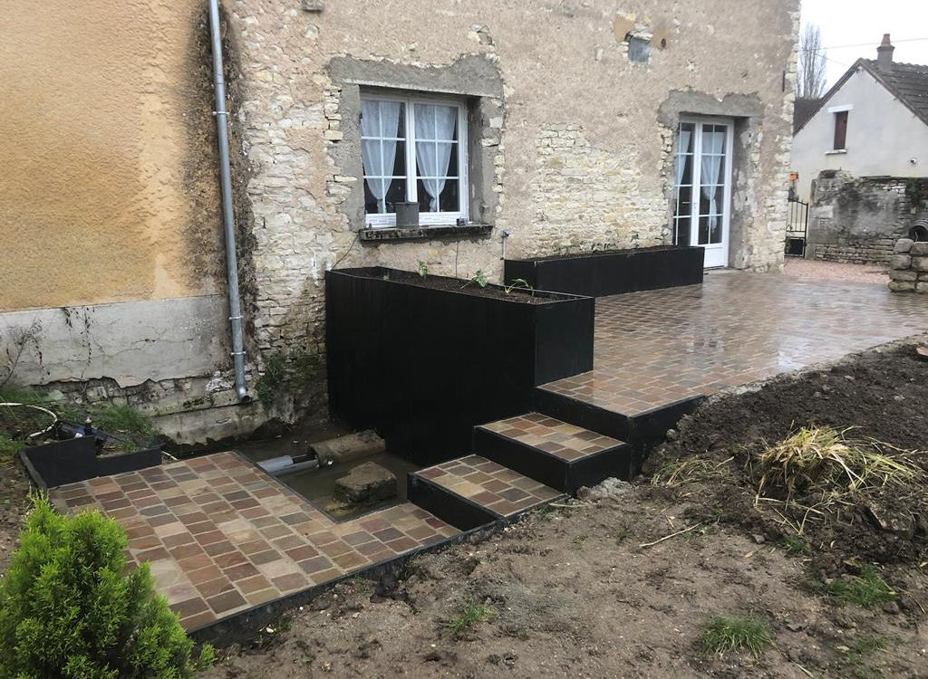 Cration Terrasse en pavage dallage  accolay ralise le 06/01/2021