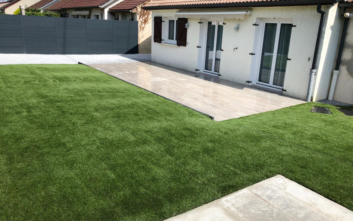 Cration Terrasse en Alvostar, Dm green, grs crame et Pav la couture  Dijon ralise le 24/06/2021