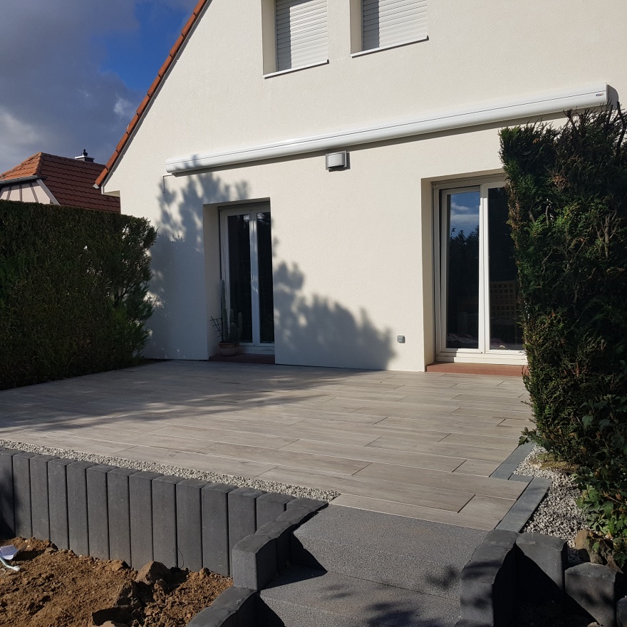 Cration Terrasse en pavage dallage et terrasse sur plots - Bas-Rhin conue le 09/12/2021