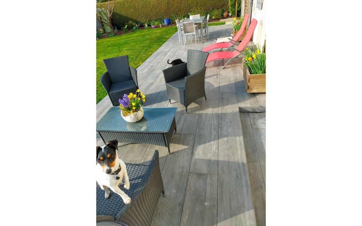 Cration Terrasse en Dallage sur plots  Isneauville ralise le 11/04/2022