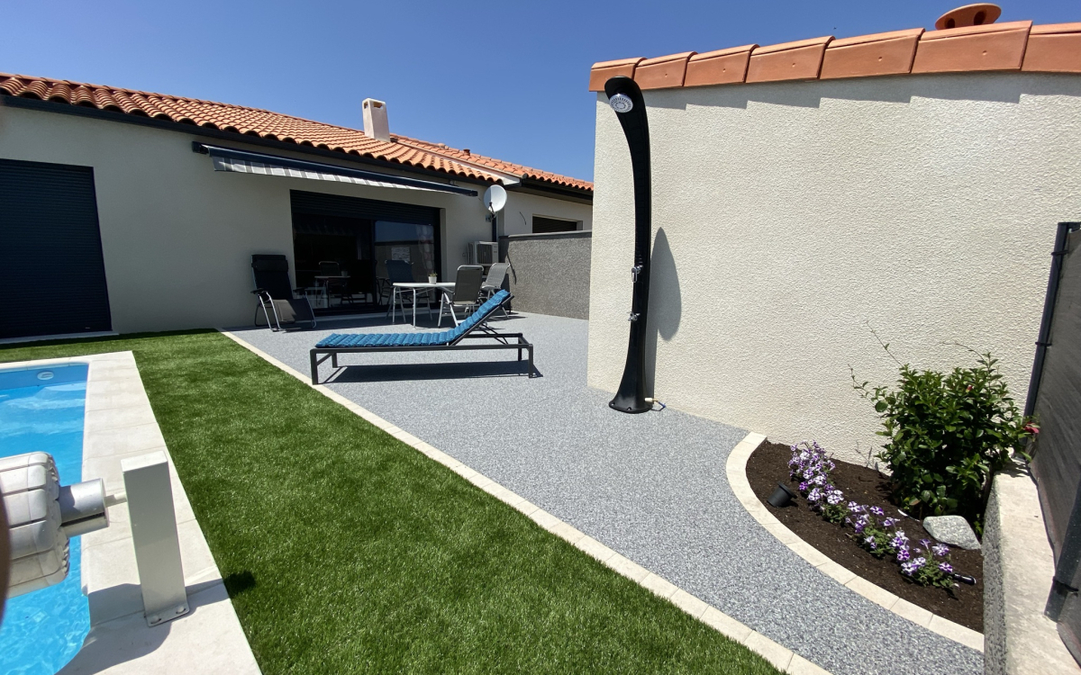 Cration Terrasse en Dm green et Hydrostar  Tresserre conue le 14/06/2021