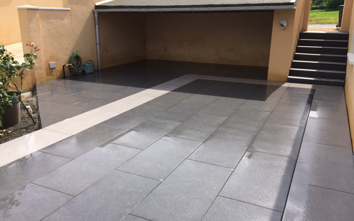 Ralisation Terrasse en pavage dallage  Saint Aubin le depeint cre le 04/05/2023