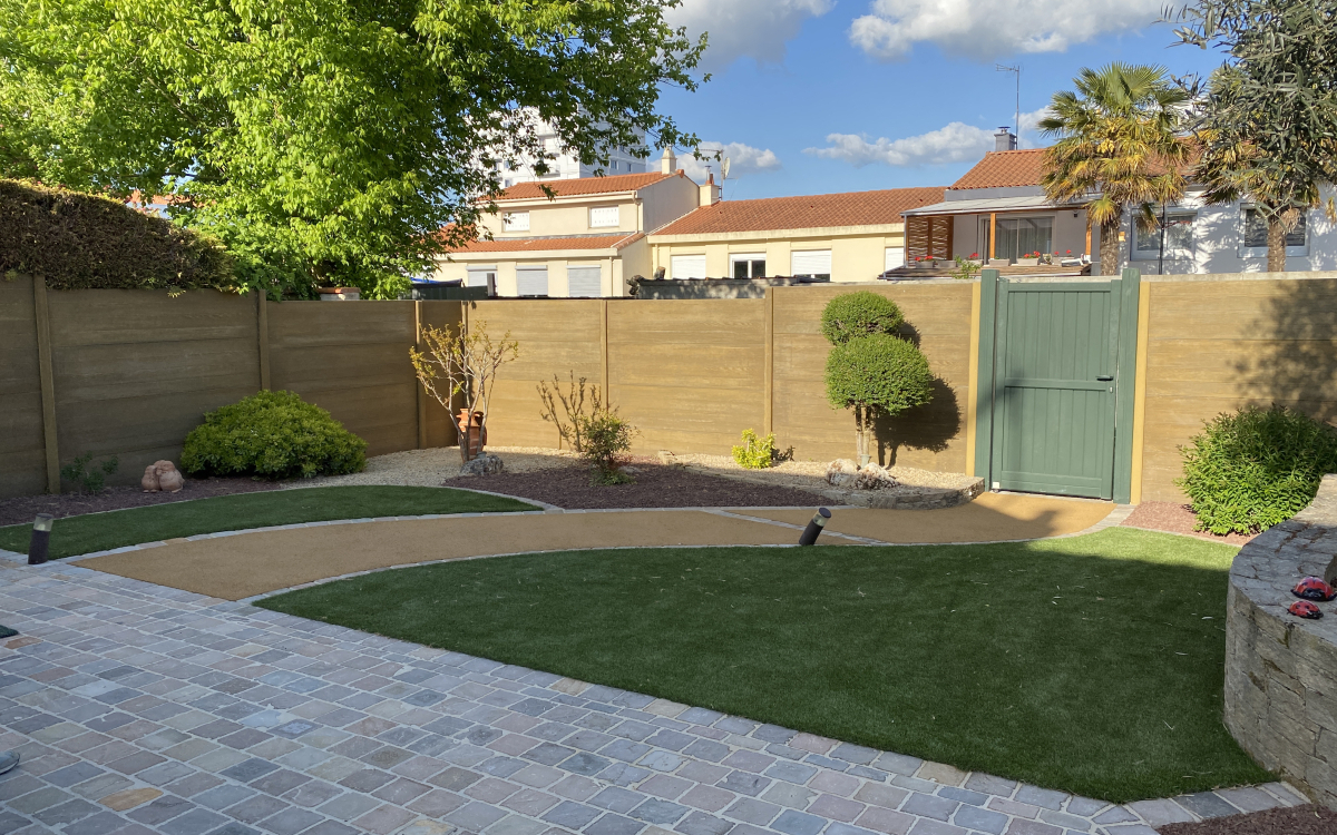 Ralisation Terrasse en bton decoratif, Dm green et pavage dallage  cholet cre le 26/04/2021