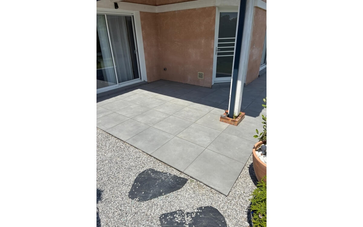 Cration Terrasse en grs crame - Landes