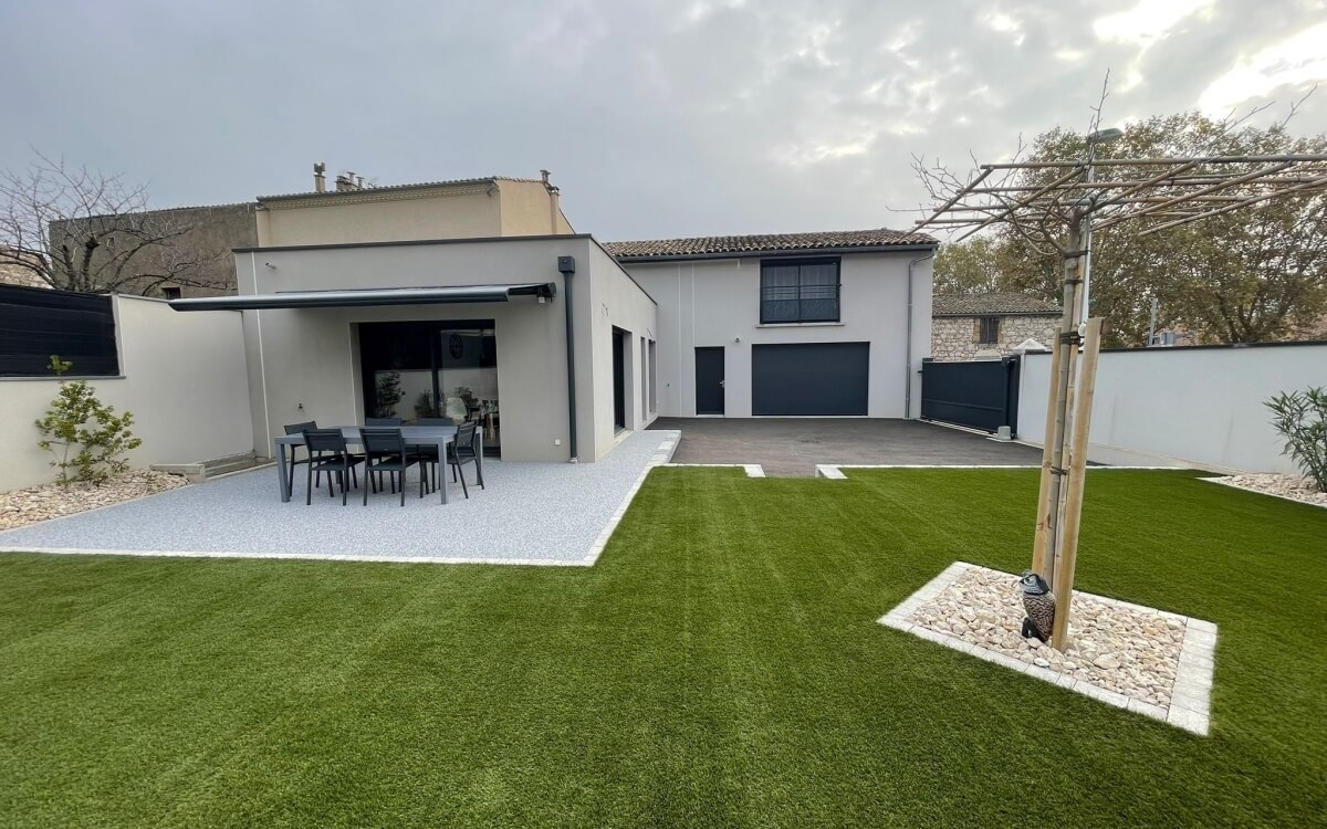 Ralisation Terrasse en Dm green, enrob  chaud, Hydrostar et Pav la couture - Drme conue le 11/06/2025