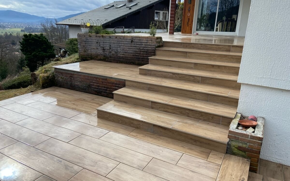 Cration Terrasse en grs crame - Vosges