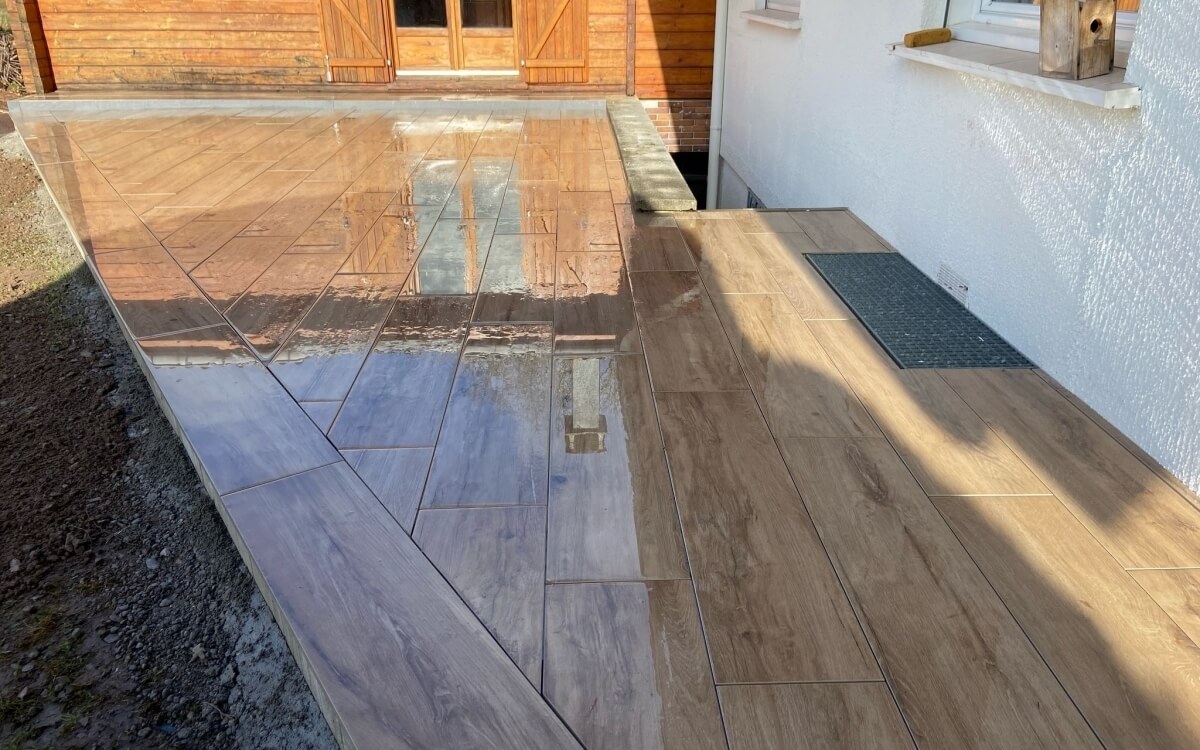 Cration Terrasse en grs crame - Vosges