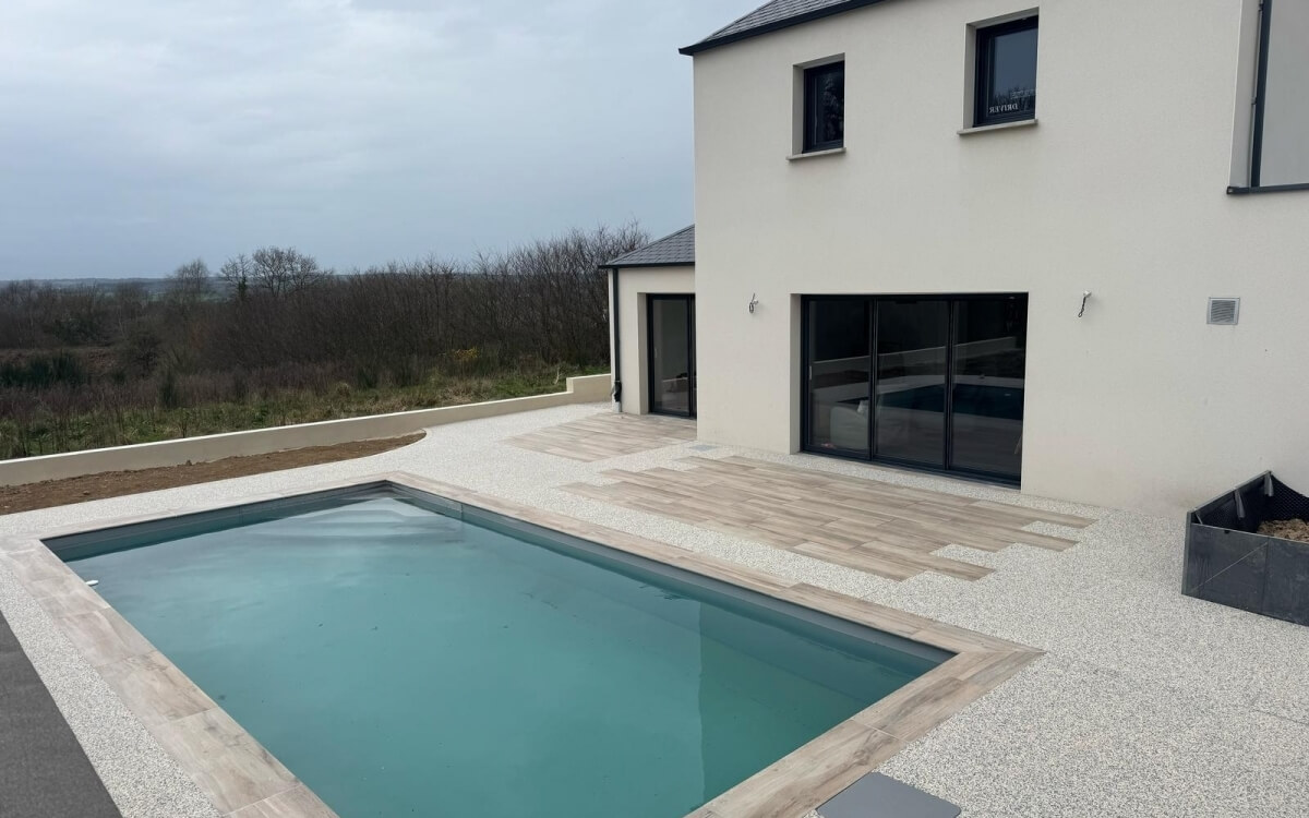 Cration Terrasse en grs crame et Hydrostar Nuage - Ctes d'armor