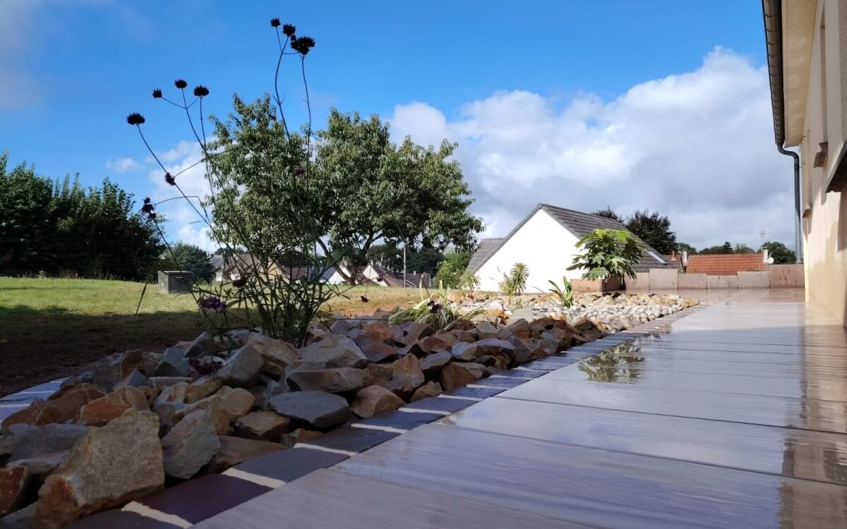 Cr�ation Terrasse en dallage  - Manche