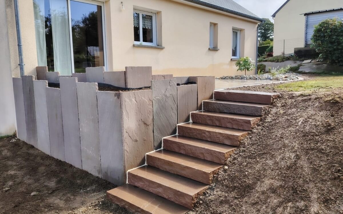 Cr�ation Terrasse en dallage  - Manche