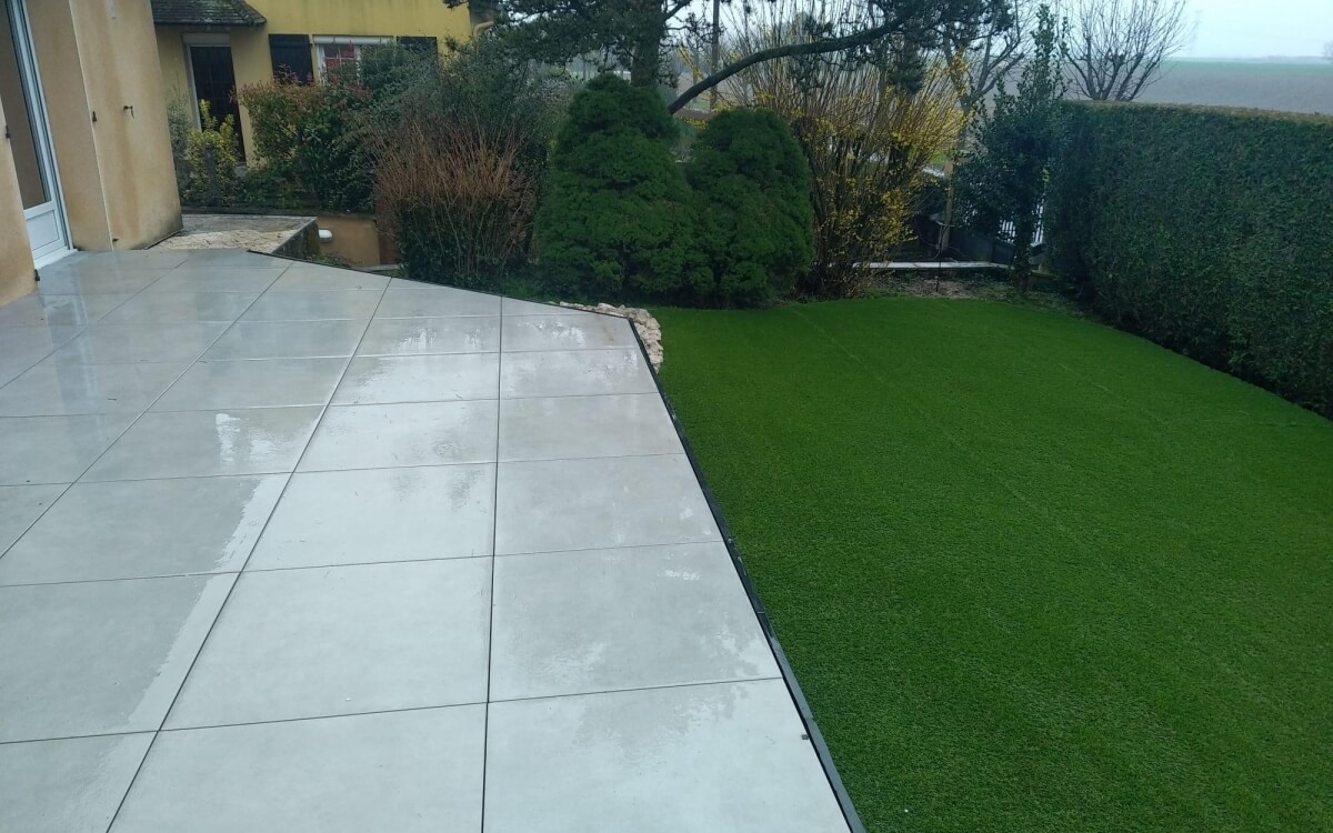 Cr�ation Terrasse en Dm green�, Dm profil� et gr�s c�rame � Vignacourt