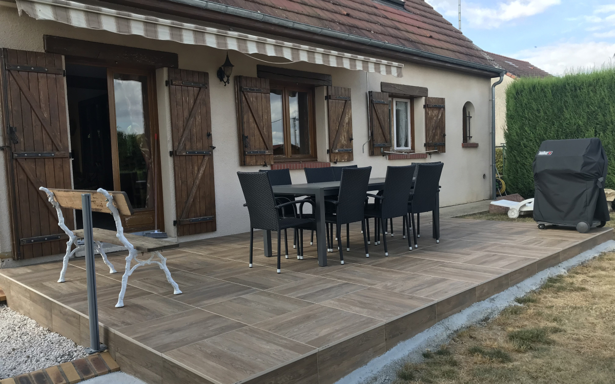 Conception Terrasse en dallage - Entreprise Hkimian   Saulnieres ralise le 27/07/2018