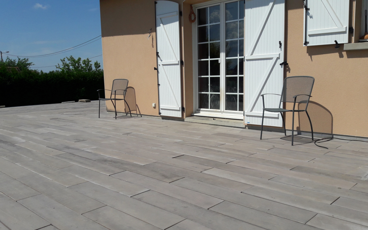 Cration Terrasse en dallage - Entreprise Thiriet  Gobley conue le 27/07/2018