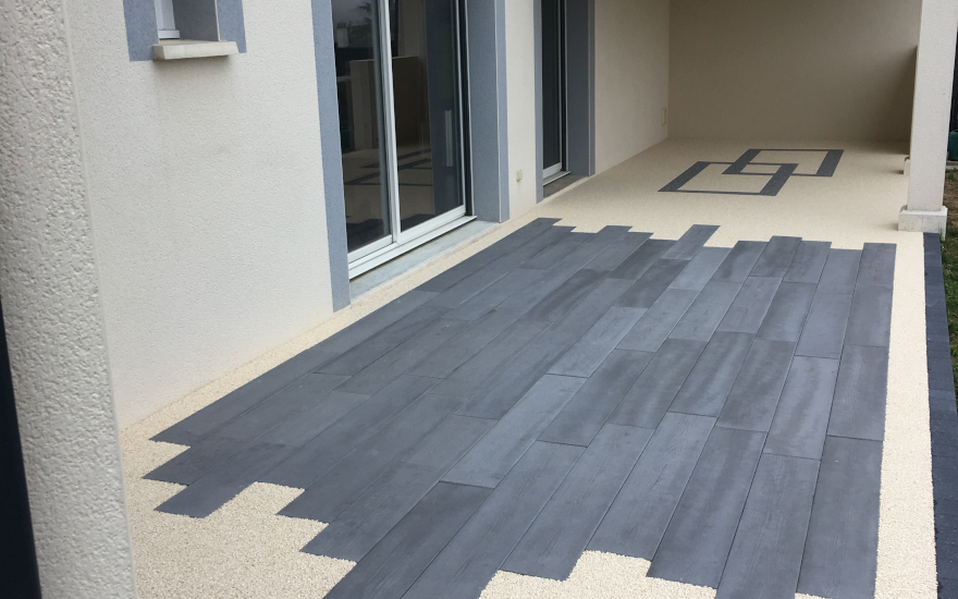 Cration Terrasse en Minralstar et dallage Boib  Angoulme ralise le 09/01/2019