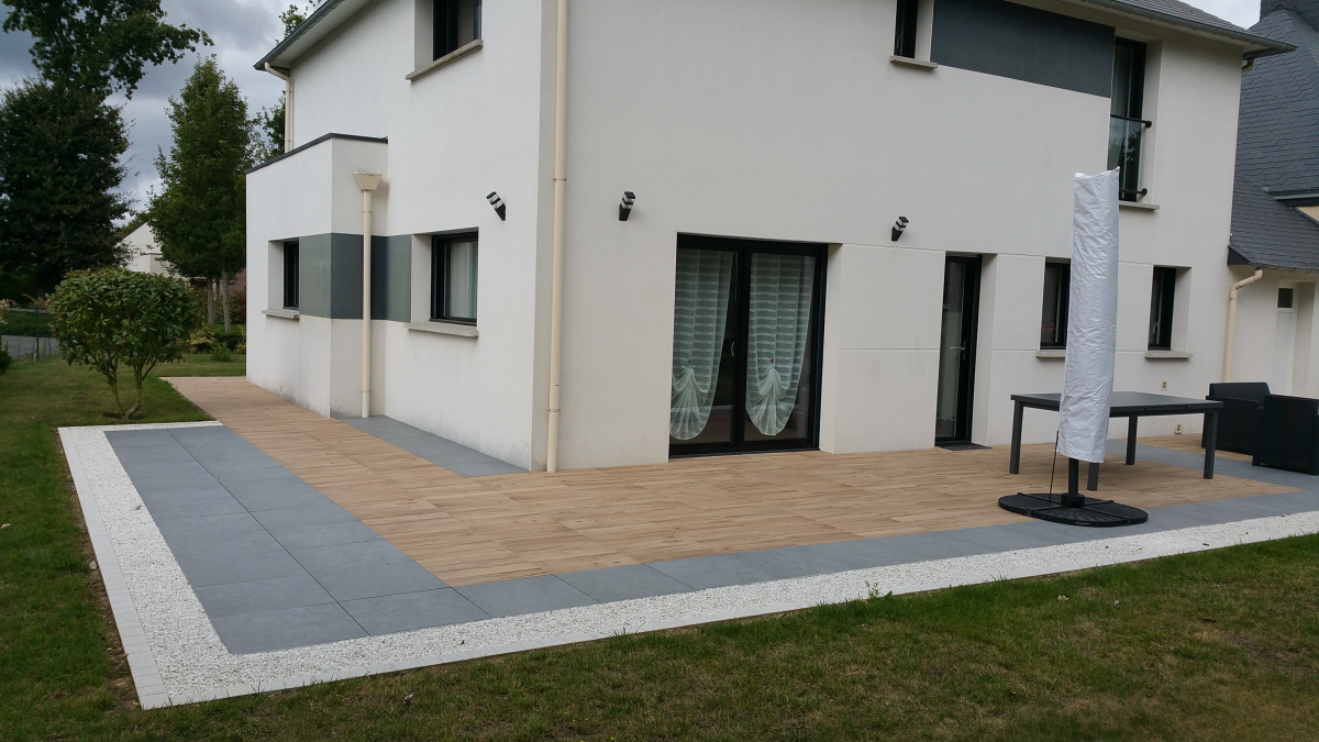 Cration Terrasse en Dallage - Entreprise Belz Le Nozer - Ille et Vilaine ralise le 15/01/2019