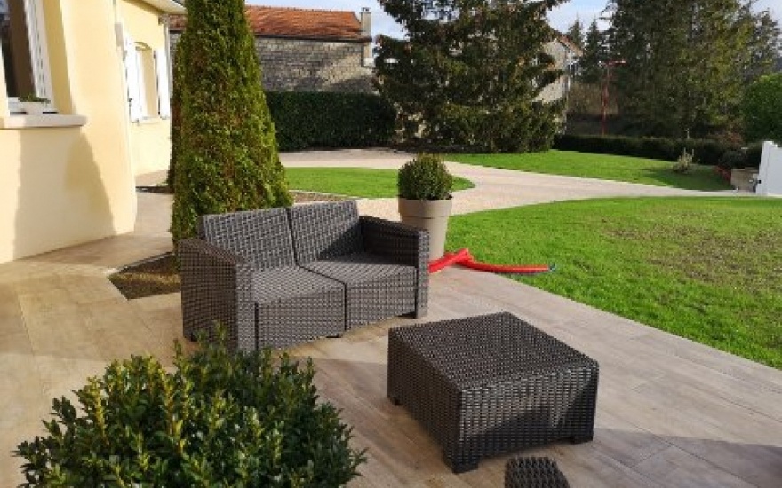 Ralisation Terrasse en dallage - Entreprise Michel  Braux-Saint-Remy cre le 29/03/2019