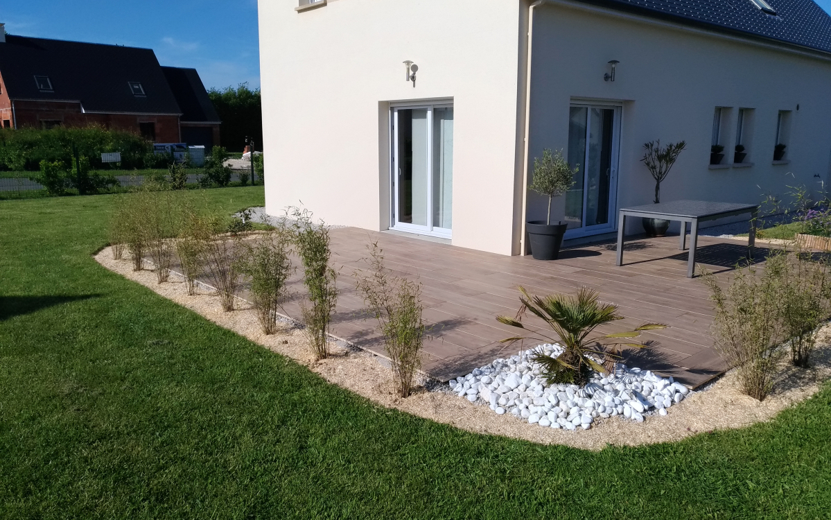 Ralisation Terrasse en dallage  Bricquebec conue le 18/10/2019