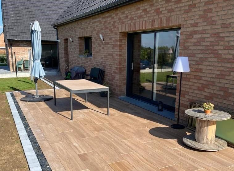 Cration Terrasse en dallage sur plots  Aubers ralise le 28/09/2020