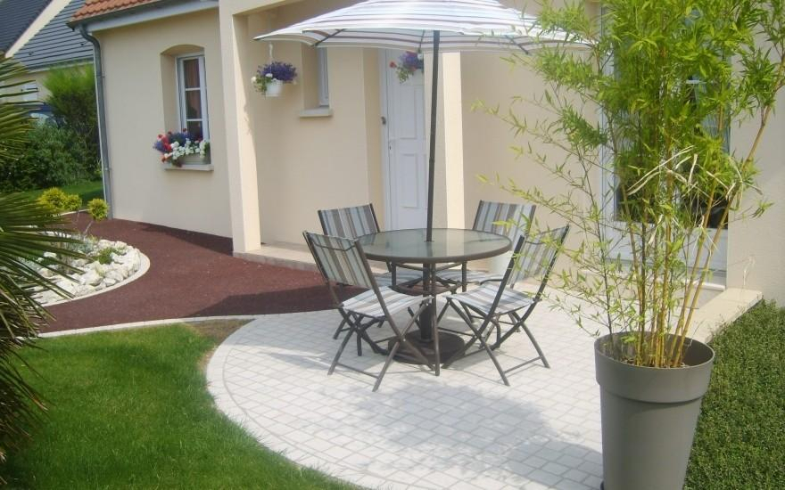 Cration Terrasse ronde en pav La Couture  Alenon