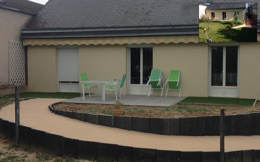 Ralisation Terrasse en dallage sur plots et DM Green  Trlaz conue le 24/04/2024