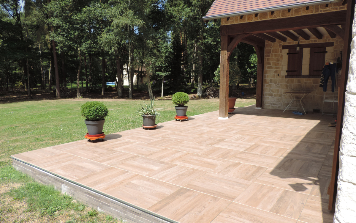 Cration Terrasse en dallage  Cond-sur-Iton