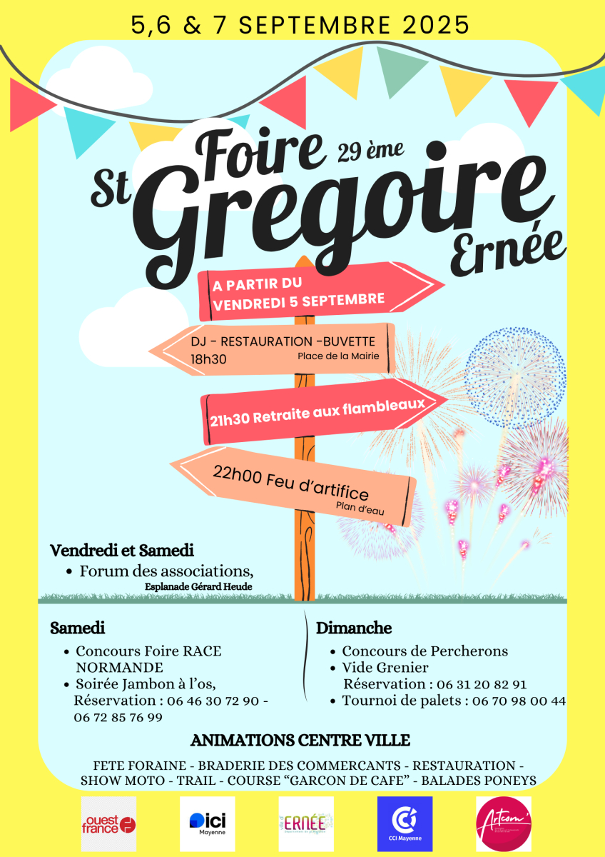 Retrouvez nous à la foire Saint Grégoire à Ernée