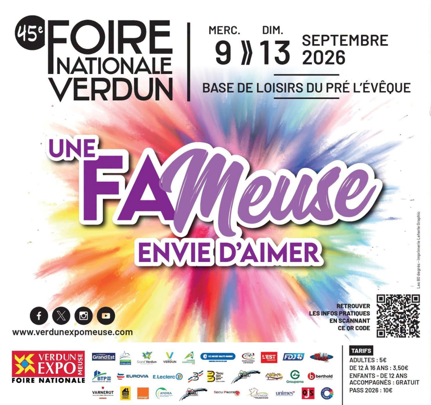 Rendez-vous &agrave; la foire nationale de Verdun du 9 au 13 septembre !
