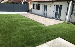 Terrasse en Alv�ostar�, Dm green�, gr�s c�rame et Pav� la couture�11211