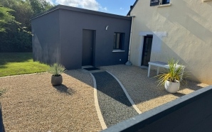 Entr�e de maison en Alv�ostar� Gris anthracite et contour beige22895