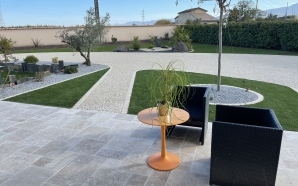 Terrasse en dallage multiformat, Dm green�, Gravistar�, pavage dallage et pr�paration du terrain11995