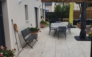 Terrasse en grs crame, pavage dallage et Pav la couture10114