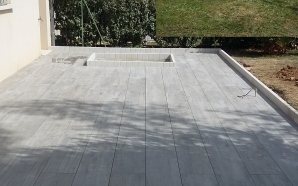 Terrasse en grs crame et Pav la couture10140