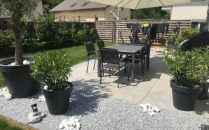 Terrasse en Alvostar, grs crame et Pav la couture11011