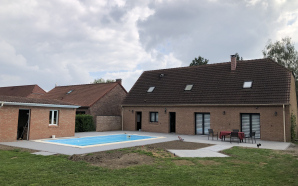 Terrasse en Dm profil, grs crame, Hydrostar et pavage dallage16313