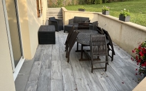 Terrasse en dallage sur plots effet bois  Brval16704