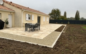 Alle en Alvostar, Terrasse en dallage Travertin et Pav la couture22013