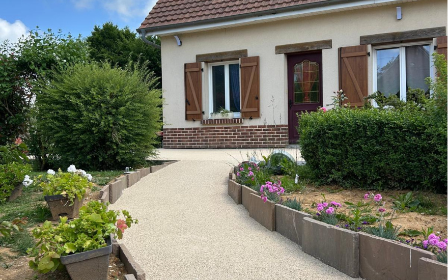 Terrasse en grs crame, Minralstar  et pavage dallage